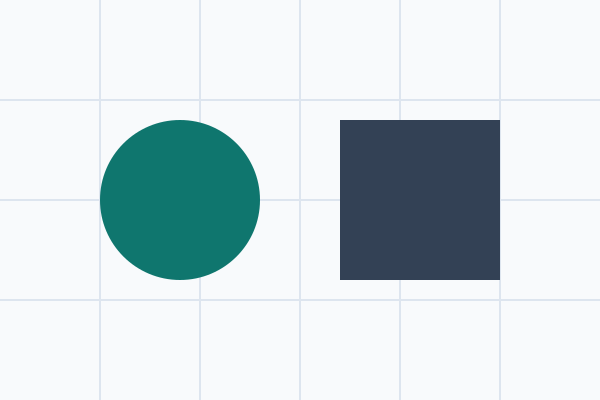 A circle and square on a grid in the original 600 by 400 image.
