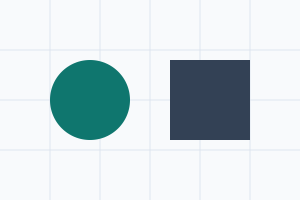 The circle stays round and the square stays square after resizing to 300 by 200.