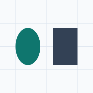 A tall oval and rectangle replace the circle and square in the forced 300 by 300 output.